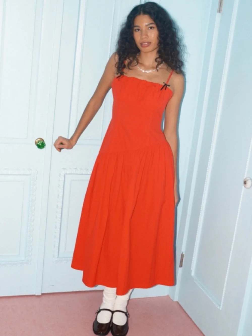 NWT Lisa Says Gah Meg Dress in Candy Red | Size XL | Spaghetti Strap Midi - Picture 1 of 7